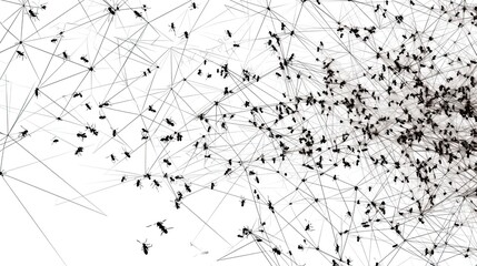 monochromatic ants of from triangles are creating the chart pattern , white background, geometric inspiration, algebra