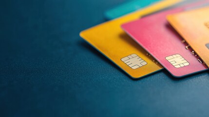 Online marketplace with diverse payment options, close-up of international credit cards and digital wallets