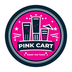 Modern Pink Juice Cart Logo with Glasses