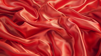 Obraz premium Red cloth with soft waves of silk. A versatile background for various design projects, featuring a curvy and elegant pattern