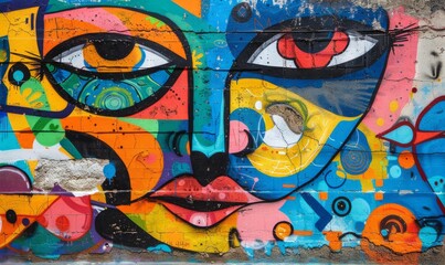 Expressive street graffiti, bold outlines and vivid hues. Graffiti artists' messages leap off the walls with urban vitality