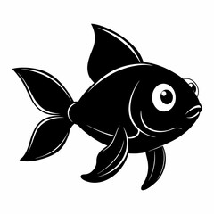 Obraz premium Cartoon type goldfish silhouette on white background