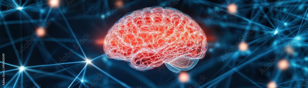 Aufkleber a vibrant representation of a brain interconnected with digital neurons, symbolizing technology and 