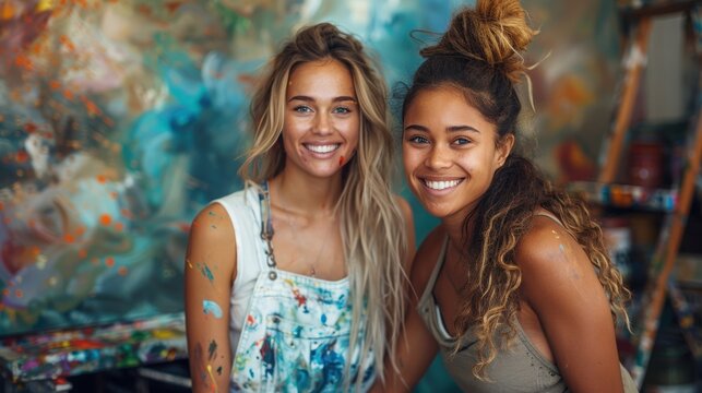Two Artists Smiling In A Studio.