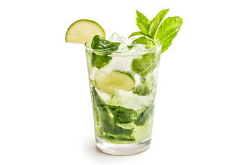 Glass of mojito isolated on white background