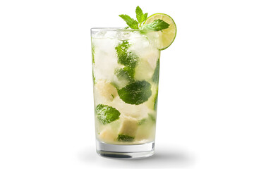 Glass of mojito isolated on white background