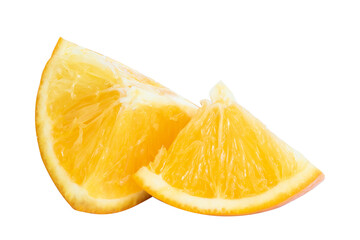 two quarter pieces of orange with isolated background