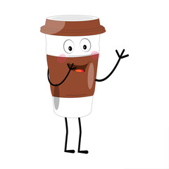 Coffee Cup Mascot Logo, a fun mascot logo of a coffee cup smiling with various expressions, perfect for coffee shops and cafes looking for a friendly