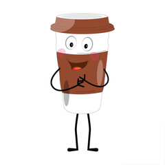 Coffee Cup Mascot Logo, a fun mascot logo of a coffee cup smiling with various expressions, perfect for coffee shops and cafes looking for a friendly