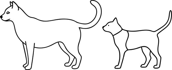 Black and White Cat Line Art Drawing for Coloring