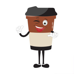 Coffee Cup Mascot Logo, a fun mascot logo of a coffee cup smiling with various expressions, perfect for coffee shops and cafes looking for a friendly