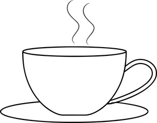 Simple Line Art Of A Steaming Coffee Cup