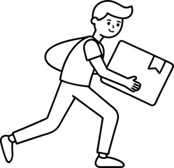 Illustration of Happy Courier Running with Package
