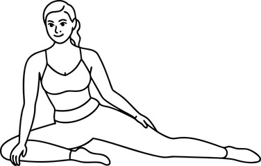 Woman Stretching in Yoga Pose Line Drawing Illustration