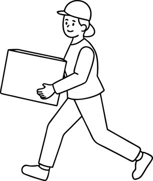 recommend clip art: Delivery Worker Running with a Package in Hand