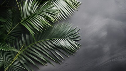 Obraz premium Creative nature layout made of tropical leaves and flowers. Flat lay. Neural network ai generated art