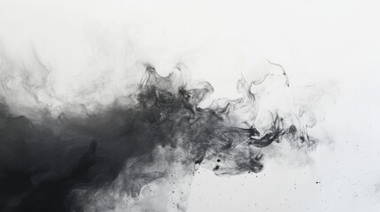 Ethereal black ink waves gracefully flow over a soft white background, creating a sense of tranquility and elegance.