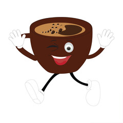 Coffee Cup Mascot Logo, a fun mascot logo of a coffee cup smiling with various expressions, perfect for coffee shops and cafes looking for a friendly