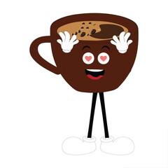 Coffee Cup Mascot Logo, a fun mascot logo of a coffee cup smiling with various expressions, perfect for coffee shops and cafes looking for a friendly