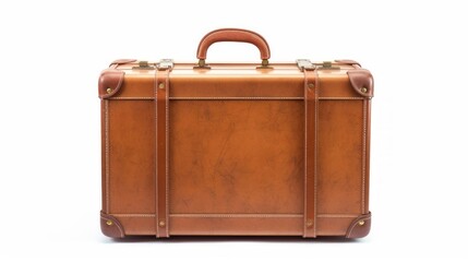 Old suitcase for traveling on a white background. Neural network ai generated art