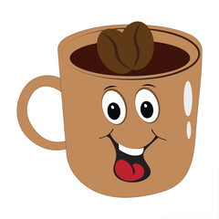 Coffee Cup Mascot Logo, a fun mascot logo of a coffee cup smiling with various expressions, perfect for coffee shops and cafes looking for a friendly