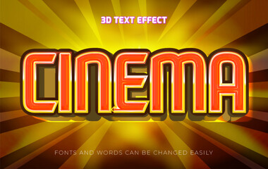 Cinema glow 3d editable text effect style