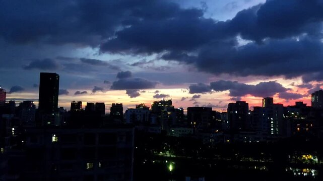 The beautiful sunset in the city
