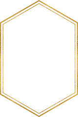 Gold hexagon foil frame, vertical border template with 4x6 aspect ratio for invitation, card, social story post, , cutout,  isolated ,transparent.