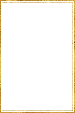 Gold foil rectangle frame border with 4x6 aspect ratio for invitation, card, social story post, cutout, isolated on transparent background.