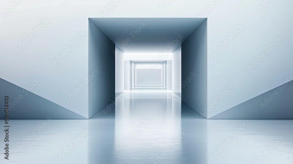 Poster 16. futuristic abstract geometry floating in a luminous fog, surrounded by ethereal light, minimalis
