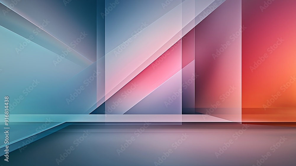 Poster 17. ethereal geometric shapes suspended in a glowing, futuristic mist, soft gradients and abstract f