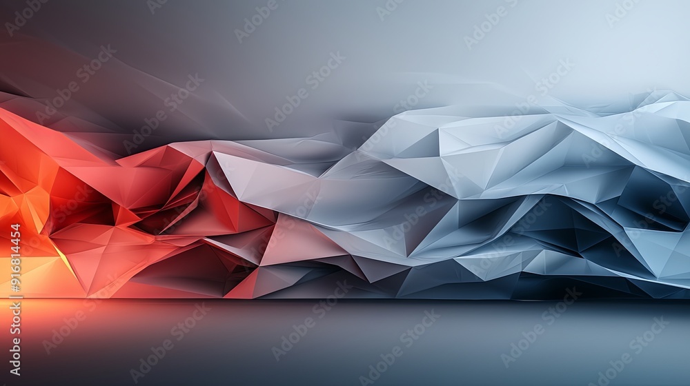 Aufkleber 18. abstract and futuristic polygonal shapes illuminated in a soft, ethereal fog, creating a calm an