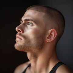 Hansome man with buzzcut hair style portrait