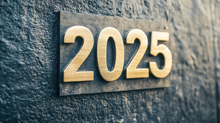 Fototapeta premium Sign for the year 2025 displayed beautifully against a textured background