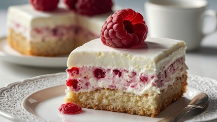 Cheesecake with raspberry jam