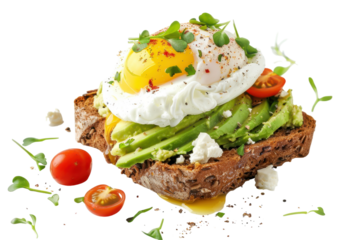 Avocado Toast Sandwich Isolated On Transparent Background