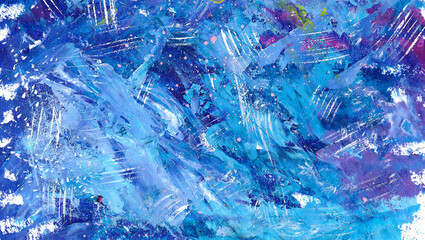 Horizontal abstract background with bright strokes, blue color, banner for design and decoration