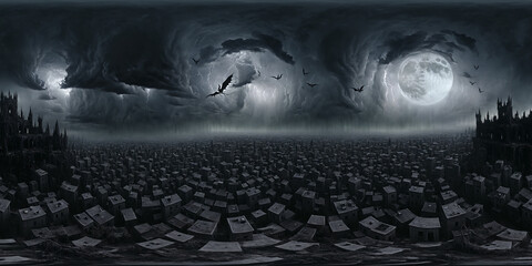 HDRI Sinister Nightscape Equirectangular Panorama 9