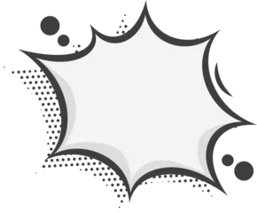Fotobehang Pop Art Manga speech bubble. Comic text frame with pop art halftone dotted effect. Balloon chat shape for dialog. Cloud for shock shout and scream action messages. Irregular cartoon decoration  © Chorna_L
