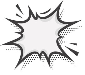 Fototapeta premium Manga speech bubble. Comic text frame with pop art halftone dotted effect. Balloon chat shape for dialog. Cloud for shock shout and scream action messages. Irregular cartoon decoration