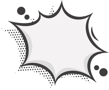 Manga speech bubble. Comic text frame with pop art halftone dotted effect. Balloon chat shape for dialog. Cloud for shock shout and scream action messages. Irregular cartoon decoration