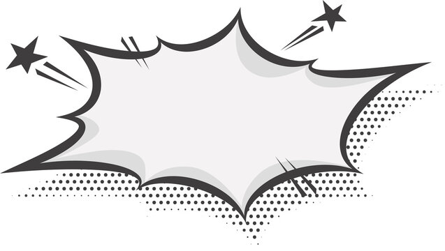 Manga speech bubble. Comic text frame with pop art halftone dotted effect. Balloon chat shape for dialog. Cloud for shock shout and scream action messages. Irregular cartoon decoration
