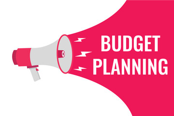 budget plan button, banner, label, template for website. budget plan text with colorful megaphone icon
