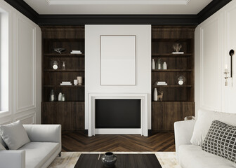 Classic White interior frame mockup modern furniture