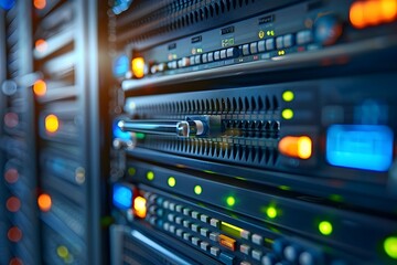 Server Rack with Lights and Buttons.