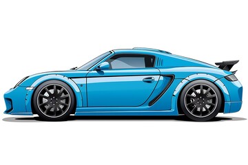 Blue conceptual sports cabriolet for driving around the city and racing track on a white background. 3d rendering.