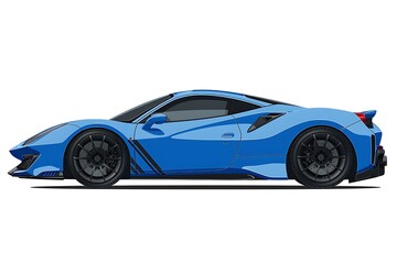 Obraz premium Blue conceptual sports cabriolet for driving around the city and racing track on a white background. 3d rendering.