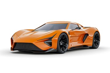 Fototapeta premium Black and orange supercar - studio shot - 3D Illustration