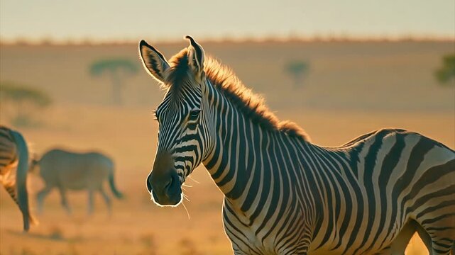 Closeup portrait of wild African zebra. epic shot of zebra