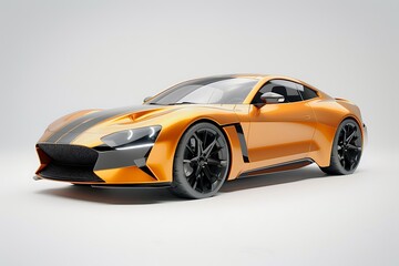 Black and orange supercar - studio shot - 3D Illustration